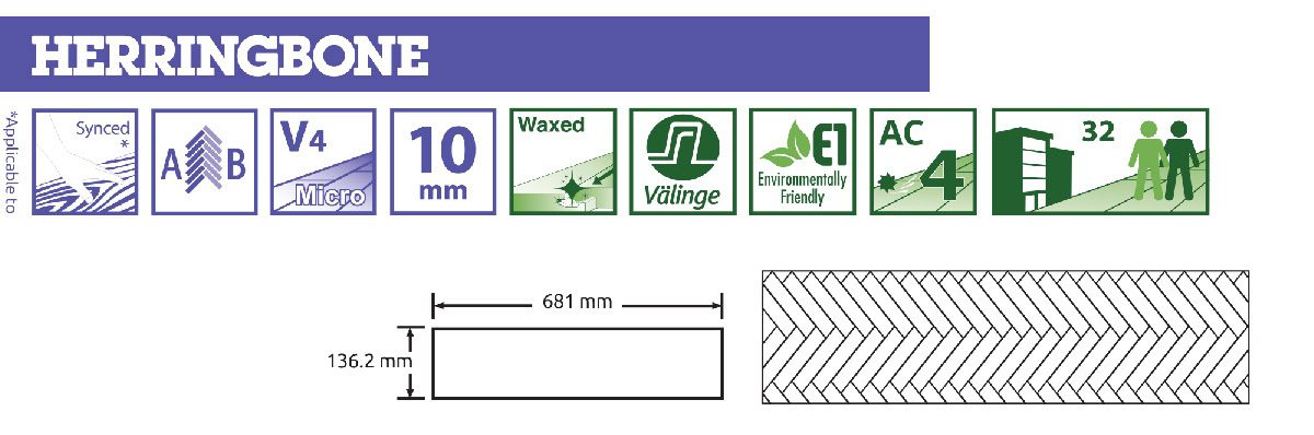 لمینت کرونوگرین مدل هرینگبون کد KH2136 10 Herringbone Info